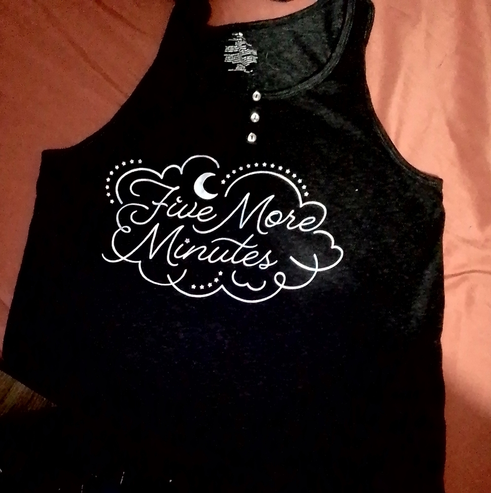 5 more minutes tank top label is sweet treasure size small uncensored tank top m